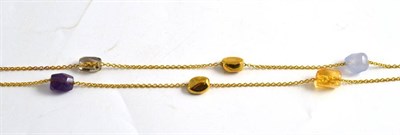 Lot 145 - A 9ct gold gemstone set necklace