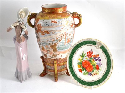 Lot 149 - A early 20th century Japanese Kutani vase, a Lladro figure of a lady and a Royal Crown Derby...