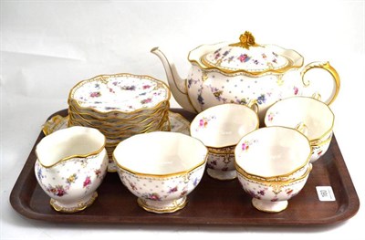 Lot 160 - A Royal Crown Derby 'Antoinette' tea service comprising; teapot and cover, six cups and...