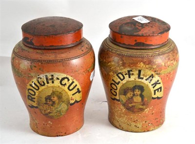 Lot 165 - Pair of stoneware jars and covers with transfer printed decoration 'Rough Cut' and 'Gold Flake'