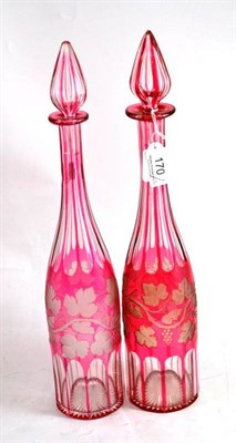 Lot 170 - Two Bohemian ruby flashed decanters