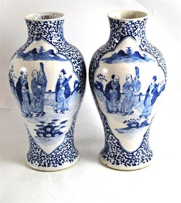 Lot 178 - Pair of Chinese blue and white vases, Kangxi reign marks