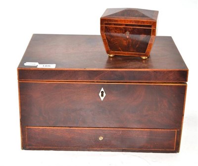Lot 185 - A mahogany box and tea caddy