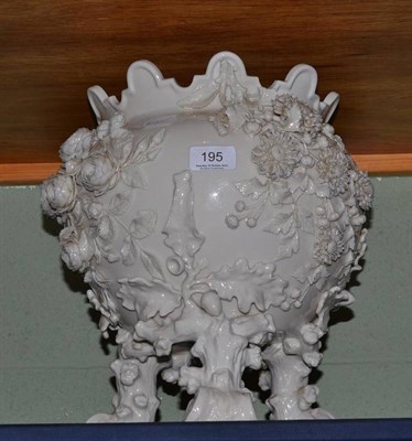 Lot 195 - A Belleek encrusted jardiniere (a.f.)