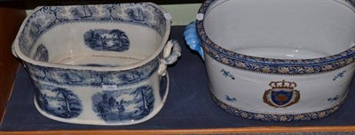 Lot 199 - A 19th century blue and white foot bath and a reproduction foot bath