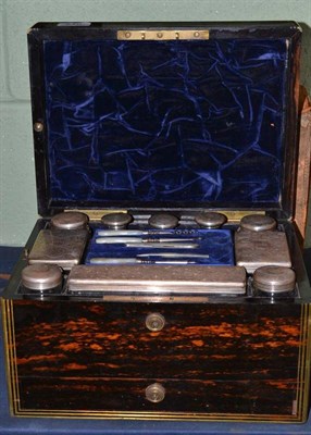 Lot 210 - Silver mounted toilet set in coromandel case