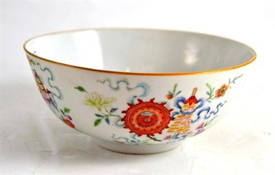 Lot 239 - A Chinese porcelain bowl, Daoguang mark and probably of the period, painted in famille rose enamels