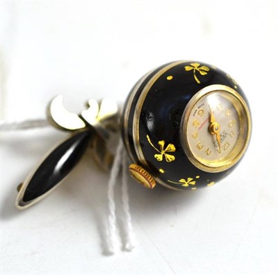 Lot 256 - An enamel ball watch, stamped '925'