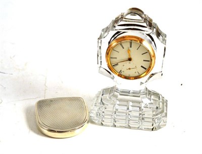 Lot 261 - A silver pocket watch holder and a plated and glass timepiece