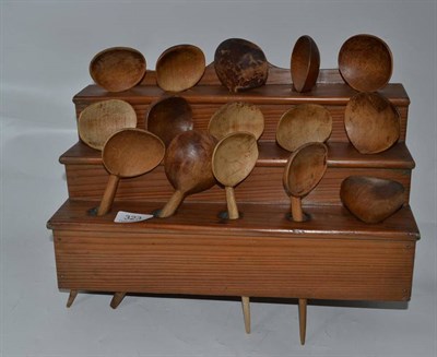 Lot 323 - A 19th century pine Cawl spoon rack with fifteen spoons