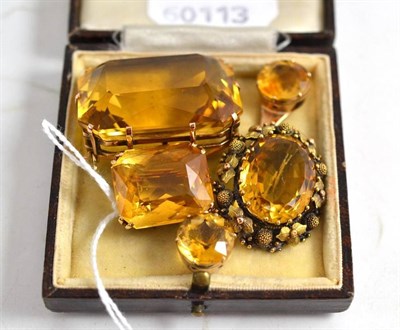 Lot 356 - Four citrine brooches