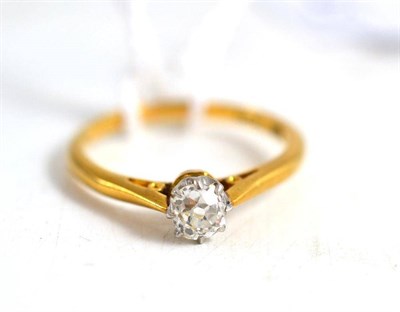 Lot 357 - An old cut diamond solitaire ring, estimated diamond weight 0.45 carat approximately, finger...