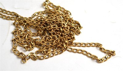 Lot 370 - A 9ct gold long length curb link chain