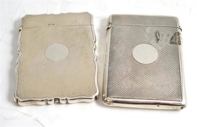 Lot 373 - A silver card case, Birmingham 1915; another, London 1900, both with engine turned decoration (2)