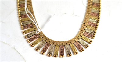 Lot 374 - A 9ct three colour gold fringe necklace