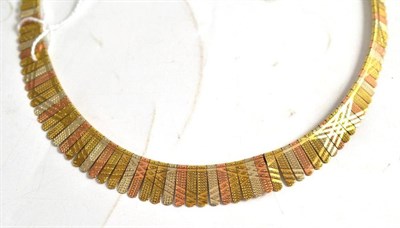 Lot 379 - A 9ct three colour gold fringe necklace