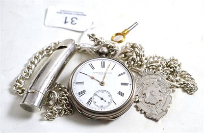 Lot 31 - A silver open faced pocket watch, signed Hopkins & Hopkins, Dublin, Birmingham hallmark for...