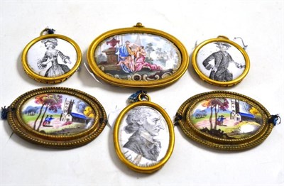 Lot 40 - A collection of six late 18th century Staffordshire enamel plaques