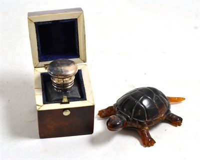 Lot 42 - Tortoiseshell tortoise and tortoiseshell box with scent
