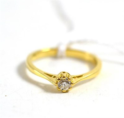 Lot 51 - An 18ct gold diamond solitaire ring, estimated diamond weight 0.15 carat approximately, finger size
