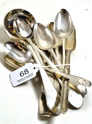 Lot 68 - Quantity of mixed silver to include assorted teaspoons, Stilton scoop, ladle etc