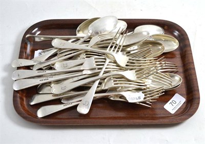 Lot 70 - Composite set of silver flatware, initialled