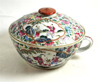 Lot 74 - Cantonese bowl and cover, 26cm diameter
