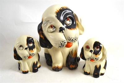 Lot 81 - An amusing set of three Crown Devon pottery puppy dogs