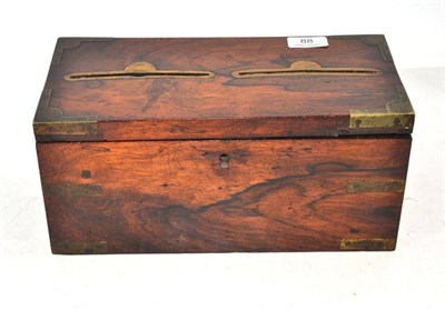 Lot 88 - A brass bound rosewood ballot box, 32cm wide