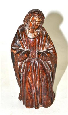 Lot 108 - Antique carved wood fragmentary figure of a saint, 18cm high