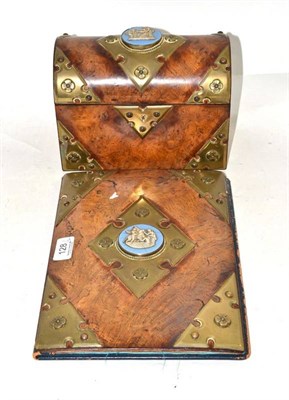 Lot 128 - A 19th century burr oak and brass bound tea caddy bearing brass plaque 'Martin & Co....