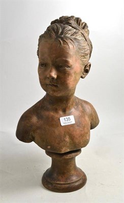 Lot 135 - A 19th century French terracotta bust, after Clodion of a young girl, 44cm high