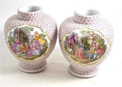 Lot 139 - A pair of late 19th century Dresden Helena Wolfsohn vases, 23cm high