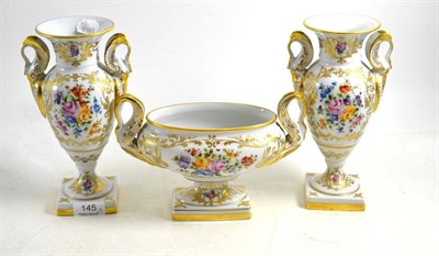 Lot 145 - A pair of French vases and another (3)