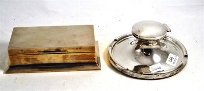 Lot 146 - Large silver capstan inkwell and a silver mounted hinged cigarette box (2)