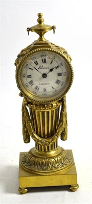 Lot 151 - A gilt metal column mantel timepiece, dial inscribed Henri, Voisin, circa 1900, 28.5cm high