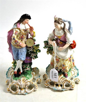 Lot 161 - A pair of late 18th century Derby figures of the Flautist and Companion (2)