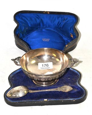 Lot 176 - Silver bowl and spoon retailed by Orr & Sons of Madras