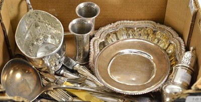 Lot 181 - A collection of silver and silver plate including a set of six Victorian forks, a sugar bowl, sugar