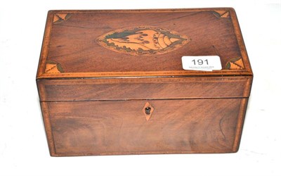 Lot 191 - A George III mahogany tea caddy, of rectangular form, the top inlaid with shell patera and...