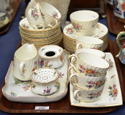 Lot 200 - Meissen floral decorated dish (second), 19th century inkstand dish and a Minton tea service