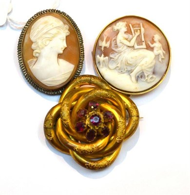 Lot 219 - Victorian cameo brooch and two other brooches (3)