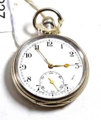 Lot 227 - A silver open faced pocket watch, movement signed Rolex, Birmingham hallmark for 1925, 50mm wide