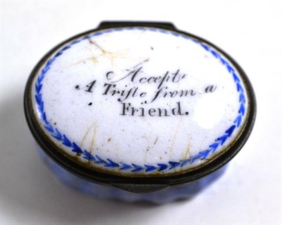 Lot 231 - A Bilston enamel patchbox - A Trifle from a Friend