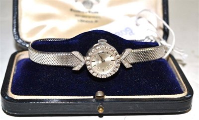 Lot 257 - A lady's cocktail wristwatch, dial signed Lendavo Geneve, circa 1960, diamond set bezel,...