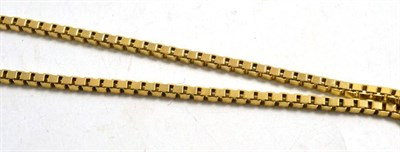 Lot 258 - A 9ct gold box link necklace, length 61cm