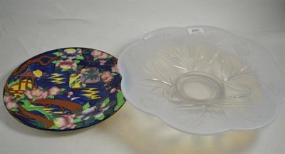 Lot 280 - A Sabino type glass bowl decorated with flowers, diameter 37cm and a Maling Japanese lantern...