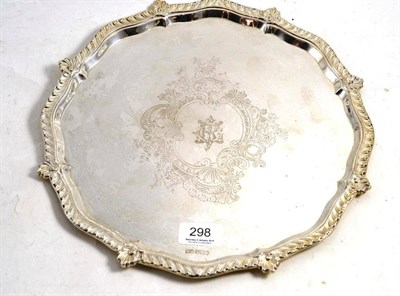 Lot 298 - An Edward VII silver wine tray, Sheffield 1901, 31cm diameter