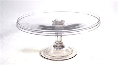 Lot 301 - 18th century glass pedestal cake stand, 32cm diameter