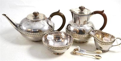 Lot 306 - A Liberty & Co silver four piece tea service, comprising teapot, hot water pot, milk jug and...